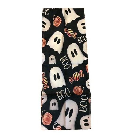 Halloween Table Runner 13x72in Woven Polyester Ghosts BOO - Picture 1 of 2